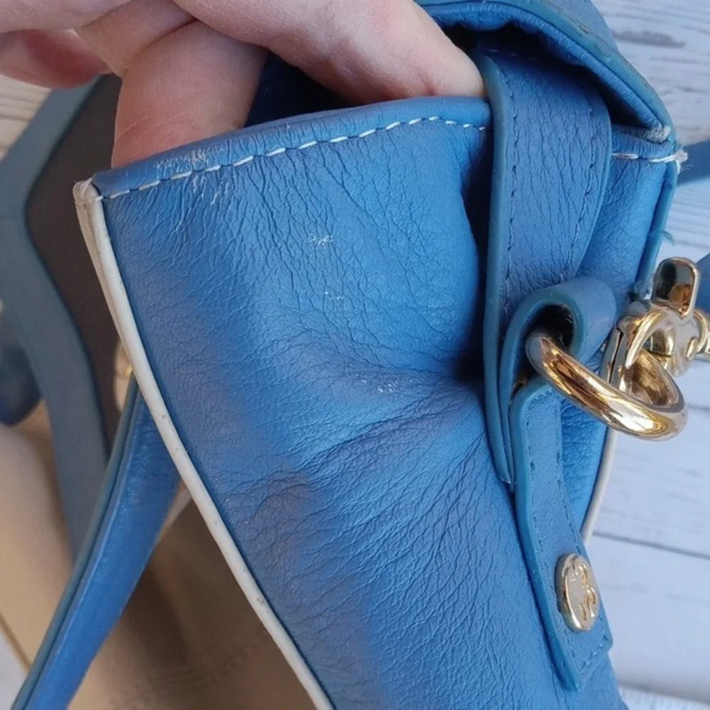 Emma Fox‎ Leather Satchel Shoulder Bag Colorblock Fox Logo Luxury Chic Crossbody